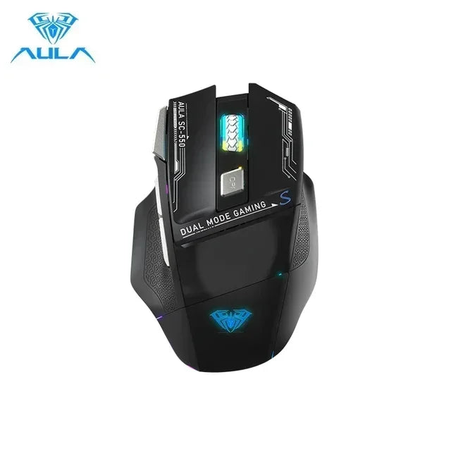 AULA SC550 bežični gaming miš, dvostruki način rada, punjivi svjetleći mehanički gaming miš za stolno/prijenosno računalo, e-sports USB miš