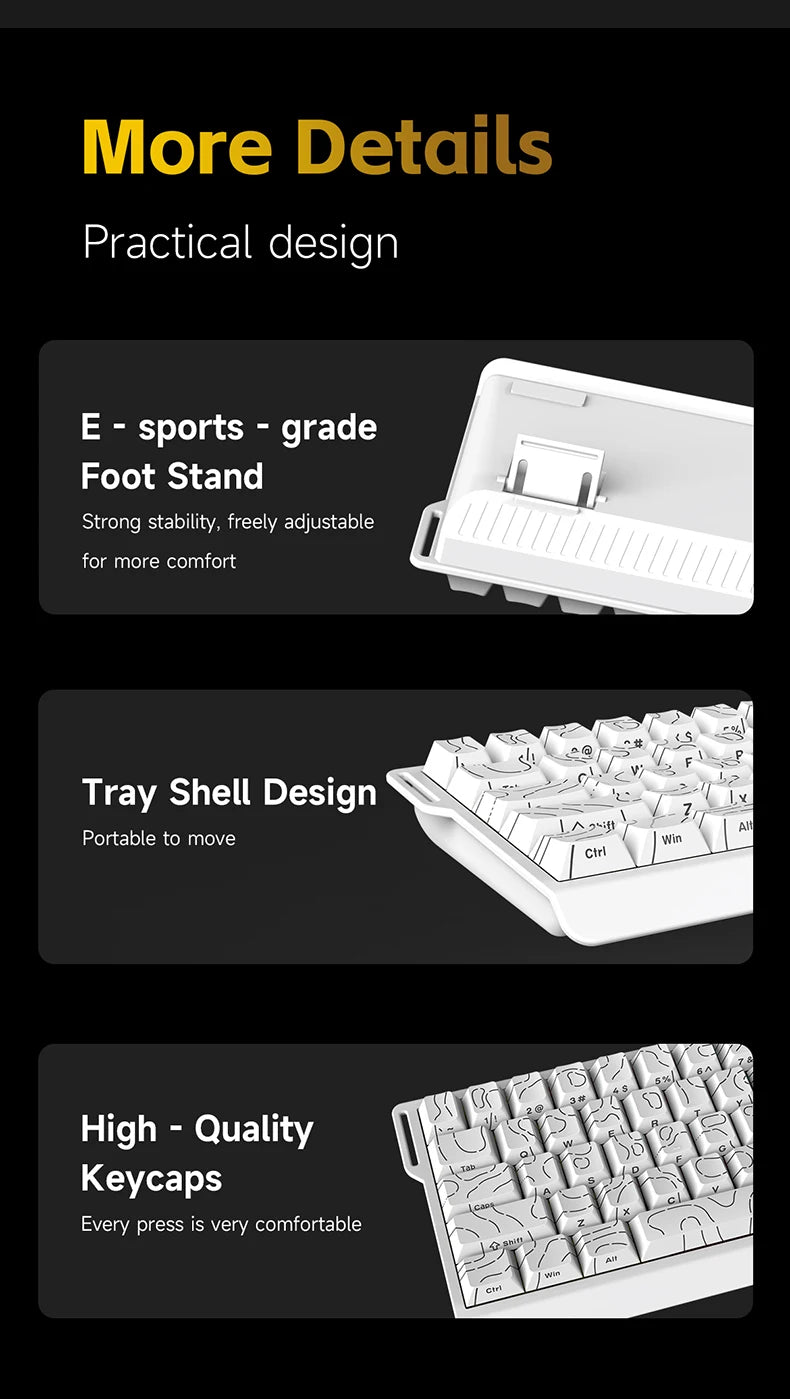AJAZZ NK68 V2 Wired Mechanical Keyboard Plug and Play 65% Layout Design Sleeve Hot 68-Key Keyboard Colorful Backlight for PC