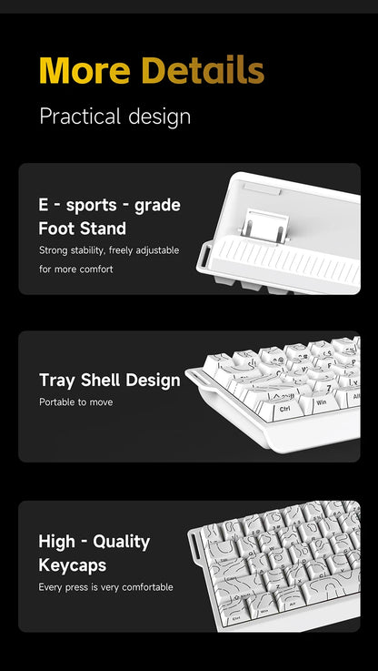 AJAZZ NK68 V2 Wired Mechanical Keyboard Plug and Play 65% Layout Design Sleeve Hot 68-Key Keyboard Colorful Backlight for PC