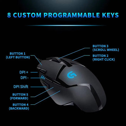 Logitech G402 Gaming Mouse Fusion Engine Tech 4 DPI Settings 32-Bit Processor Anti-Slip for Professional Competitive Gaming