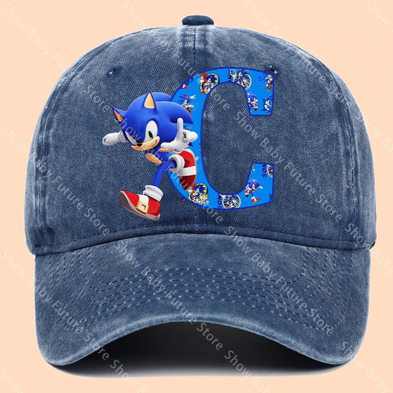 New Cartoon Cute Retro Baseball Caps Sonics Letter Man Boys Hat Hip Hop Breathable Mesh Hats Cute Anime Sunbonnet Birthday Gifts
