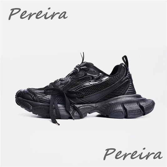 Streetstyle herensneakers met dikke zool, nieuwe gemengde kleuren, vetersluiting, casual koppelschoenen, comfortabel en ademend, voor hardlopen en wandelen