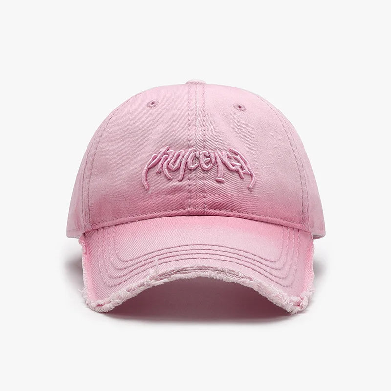 Cappellino da baseball da uomo con ricamo tridimensionale a lettere, parte superiore morbida e bordi grezzi. Modello versatile in stile europeo e americano, regolabile.