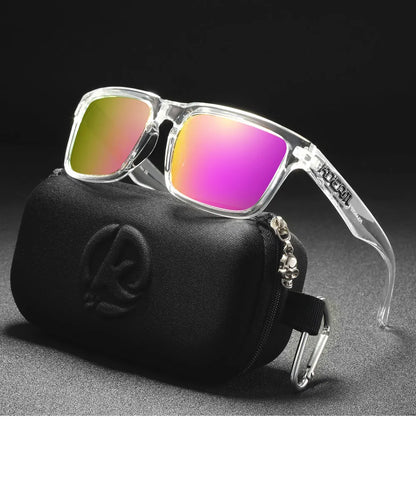 Kdeam 2026 High Quality Polarized Sunglasses for Men Transparent Gray Frame Fashion Unisex Outdoor Luxury Eyeglasses For Couple