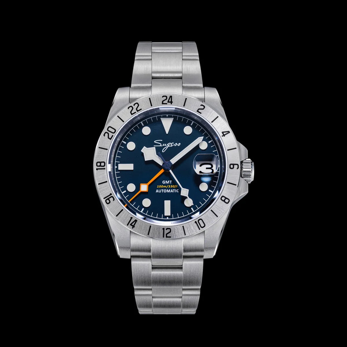 SEESTERN GMT Retro Watch for Men NH34 Automatic Movement Mechanical Wristwatches Sapphire Crystal Fine-tuning Pull Button S436