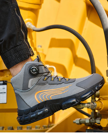 Bottes de sécurité de travail montantes pour hommes, chaussures de protection indestructibles à bout en acier, bouton rotatif, chaussures de travail de sécurité
