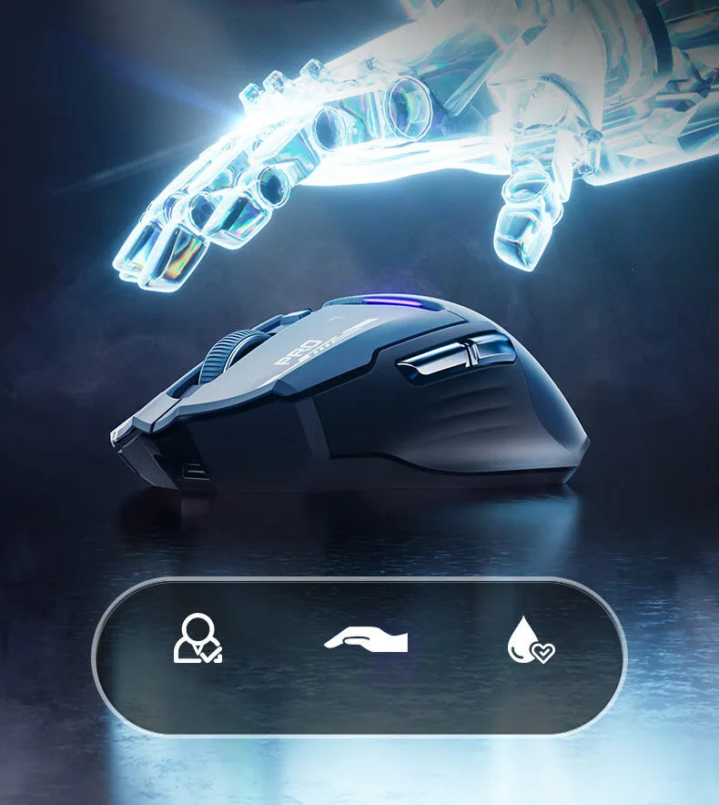 Ratón gaming inalámbrico Inphic IN9PRO 26000DPI, tasa de sondeo 8K, Bluetooth 5.0, con cable, 2.4G, trimodo, RGB, ergonómico