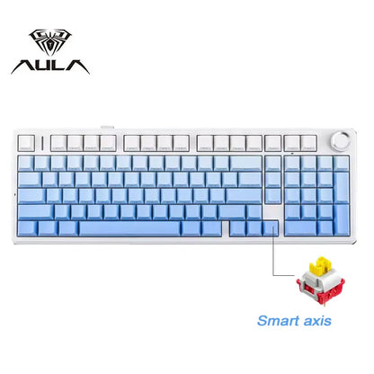 AULA F99 Pro Tastiera meccanica da gaming e-sport, tre modalità, RGB, hot-swappable, 96%, PBT, tastiera wireless personalizzata con manopola multimediale
