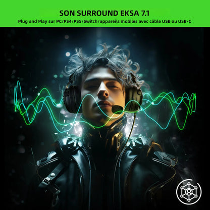 OneOdio EKSA StarEngine Pro Wired Gaming Headset 7.1 Surround Sound Headphones with ENC Mic, USB Type-C 3.5mm PC Gaming Headset for PS5 PS4 Xbox