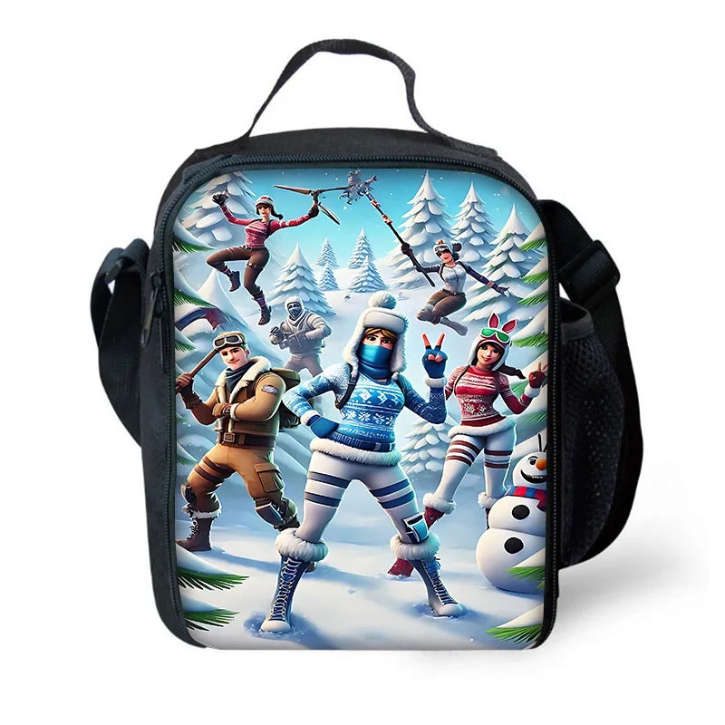 Hot Game Shooting Fortnites Child Insulated Large Capacity Bag for Boy Girl Student Outdoor Resuable Thermal Cooler Lunch Box