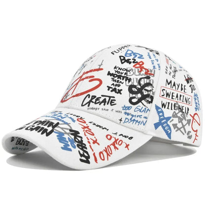 Trendige Unisex-Baseballkappe mit Graffiti-Print – Bunte, bemalte Schirmkappe