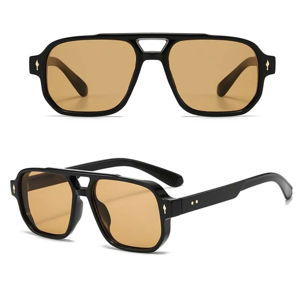 Retro Double Beam Sunnies HD Leopard Print Eyewear Unisex Polarized Sunglasses Waterproof Lightweight Anti-UV Glasses Outdoor