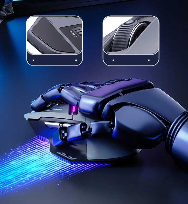 Ratón gaming inalámbrico Inphic IN9PRO 26000DPI, tasa de sondeo 8K, Bluetooth 5.0, con cable, 2.4G, trimodo, RGB, ergonómico