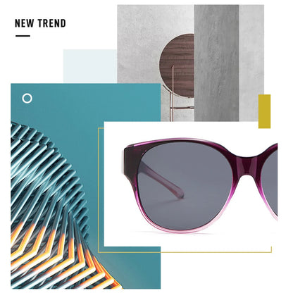 Fashion UV Protection Driving Sunglasses Round Frame Y2K Wear Over Glasses Retro Black Shades for Women Men