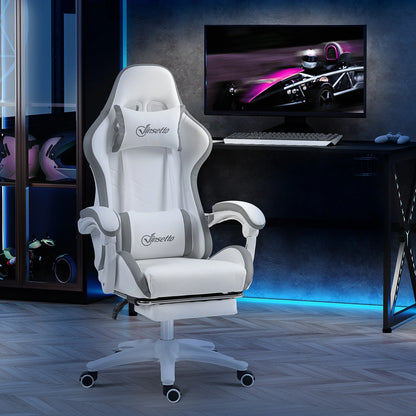 Ergonomic Gaming Chair with Footrest, 135° Reclining Backrest, Lumbar Support, Adjustable Height, Comfortable Racing Style Gaming Chair