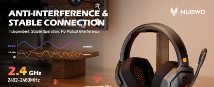 NUBWO G06 Dual Wireless Gaming Headphones 2.4GHz Bluetooth 5.3 Headsets Gamer with Microphone for PS5, PS4, PC, Mobile, Switch