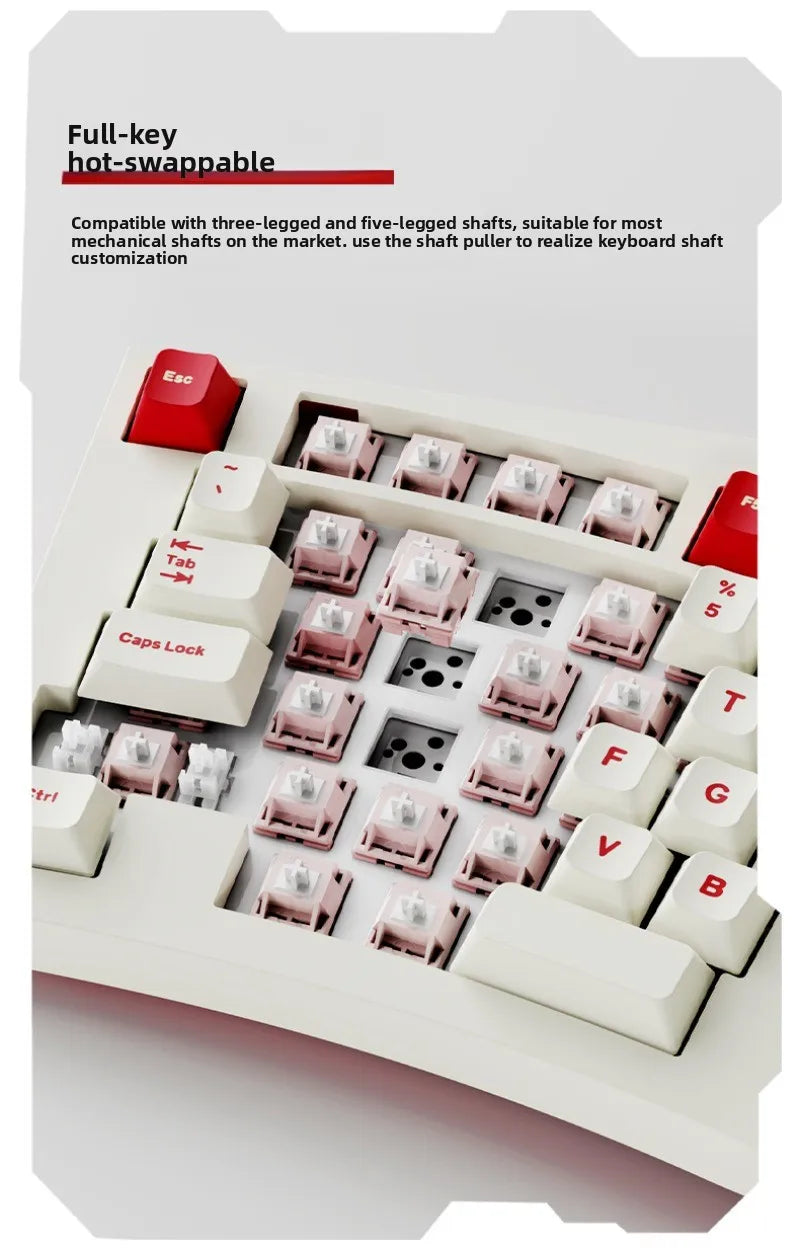 FEKER Alice98pro Mechanical Keyboard Alien Ergonomic 3 ° Slope Hot Swappable RGB with Hand Support Custom Gaming Office Keyboard
