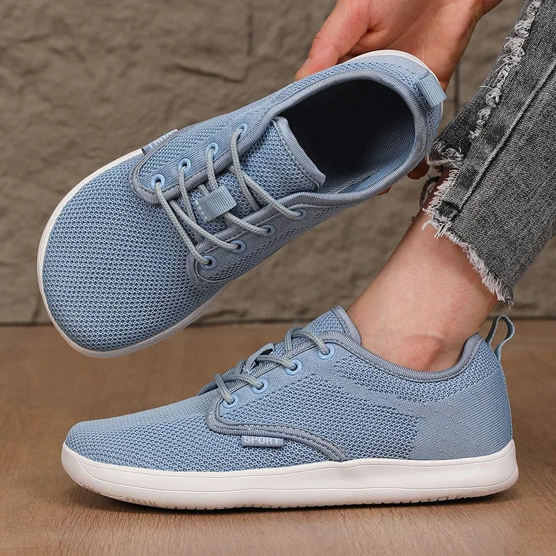 Atmungsaktive Sommer-Flachschuhe für Damen, leichte Mesh-Schuhe, bequeme Wanderschuhe, Herren-Schuhe für breite Füße, weiche Sohle, Freizeitkleidung, Barfuß