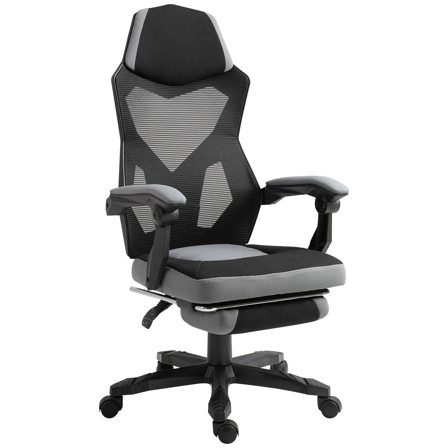 Ergonomic Gaming Office Chair with Footrest, Adjustable Height Swivel Computer Chair, Mesh Reclining Chair with Armrests for Home & Work