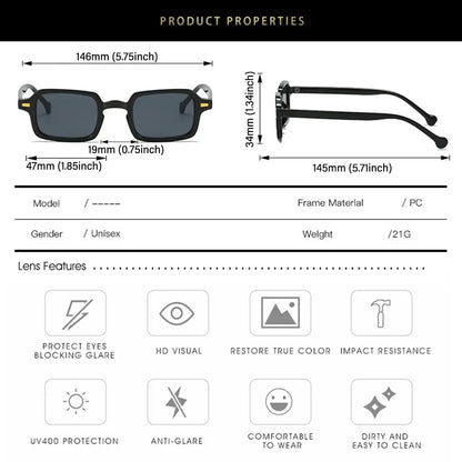Fashion Square Sunglasses Women New Retro Rivets Decoration Glasses  Men Leopard Blue Sun Glasses Gradient Shades UV400