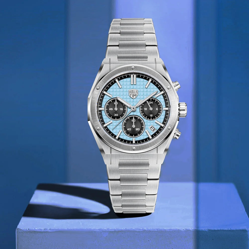 2026 RollsTimi Men's Watches Luxury Quartz Men's Watches Classic Sapphire VK63 Sports Chronograph Stainless Steel Calendar reloj