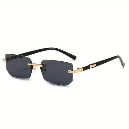 Rimless Sunglasses Rectangle Fashion Popular Women Men Shades Small Square Sun Glasses for Female Male Summer Traveling Oculos