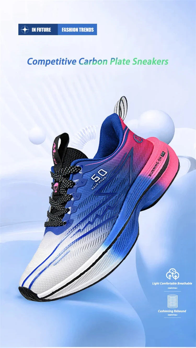 New Men's Carbon Plate Running Shoes Soft Cushion Shock Absorbing Sports Shoes Unisex Sneakers Light Anti-Slip Training Shoes
