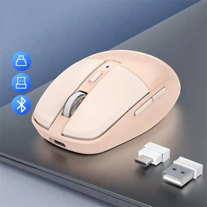 Tri-mode Mouse With Dual Receivers Type-C/USB 2.4G Bluetooth 5.1 Wireless Mouse RGB Charging Silent Mouse For Android IOS