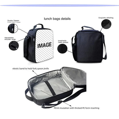 Klassisches FortniteS-Schulrucksack-Set für Kinder mit Lunchtasche und Federmäppchen, große Kapazität, für Jungen und Mädchen, ideales Geschenk