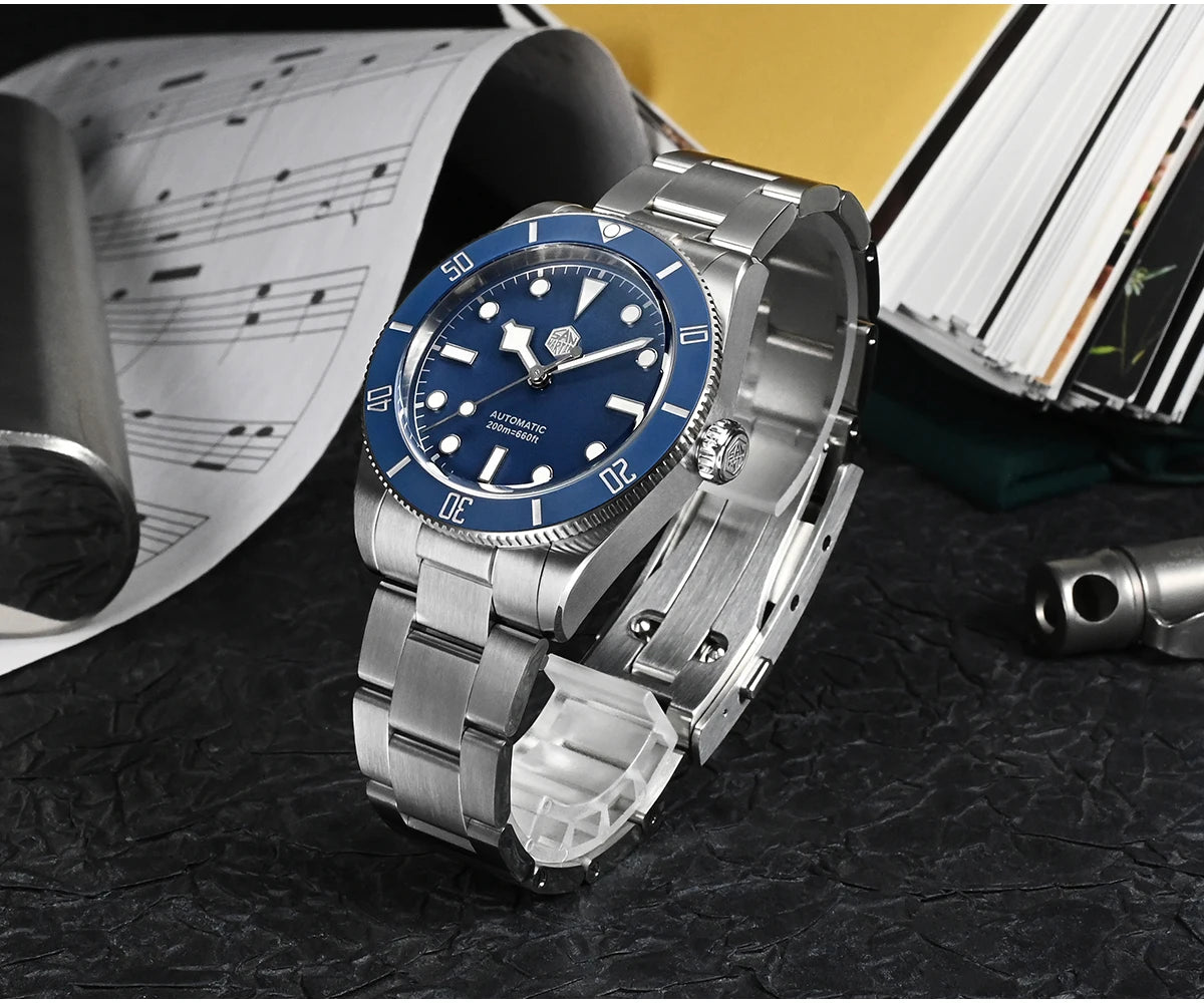 San Martin New 37mm BB54 Vintage Diver Watch ST2130 Automatic Mechanical Men Wristwatch Sapphire Luminous Waterproof 200m SN0138