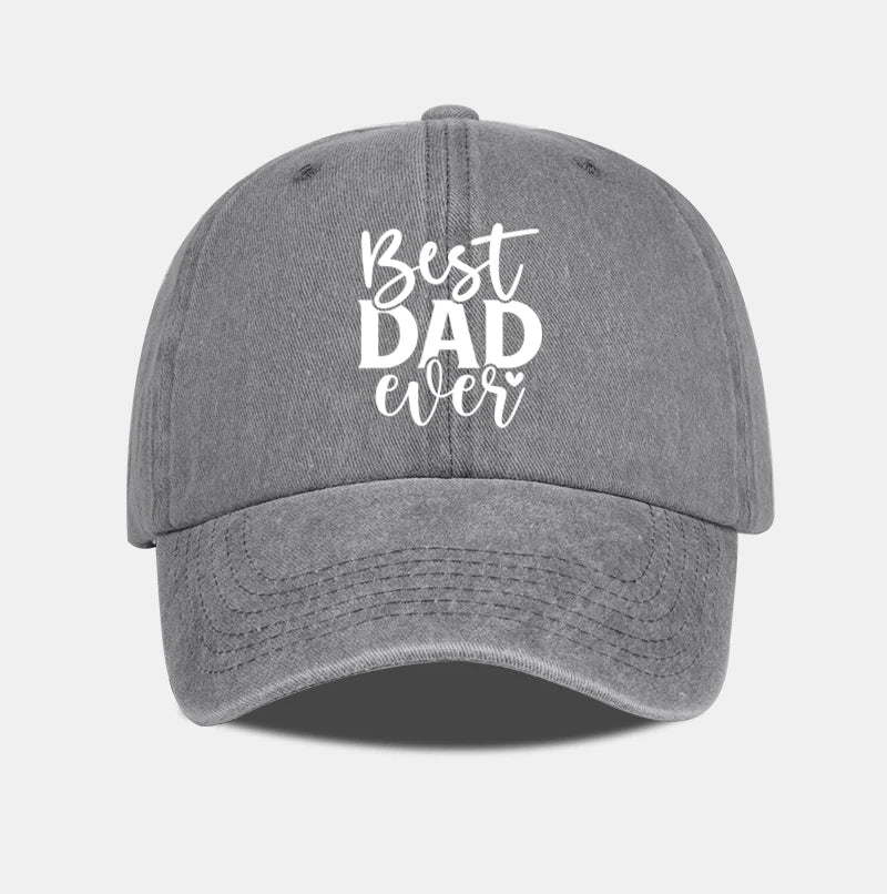 “Best DAD Ever” Printed Vintage Washed Baseball Cap – Adjustable, Casual, Men's Father's Day Gift, Dad Cap – Fishing & Hiking