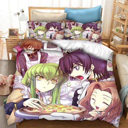 Μοντέρνο 3D Εκτυπωμένο Anime Code Geass Κάλυμμα Παπλώματος, Σετ Κλινοσκεπασμάτων 2/3 Τμχ, Double Twin Full Queen King, για Ενήλικες και Παιδιά, Κάλυμμα Παπλώματος