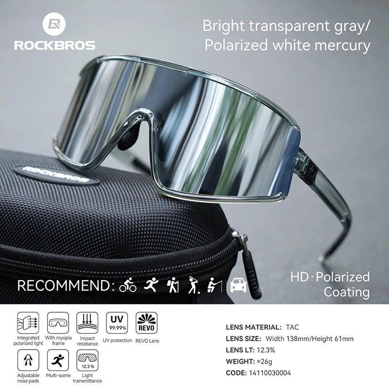 ROCKBROS Cycling Glasses Polarized Photochromic Anti-Fog Sunglasess Windproof Goggles Sport MTB Road Bike Shades