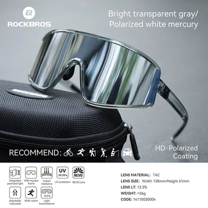 ROCKBROS Cycling Glasses Polarized Photochromic Anti-Fog Sunglasess Windproof Goggles Sport MTB Road Bike Shades