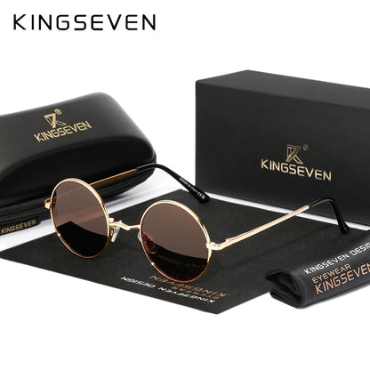 KINGSEVEN Vintage Popular Punk Sunglasses for Men Women Round Polarized Sun Glasses  Party Beach Travel Anti Glare Eyewear