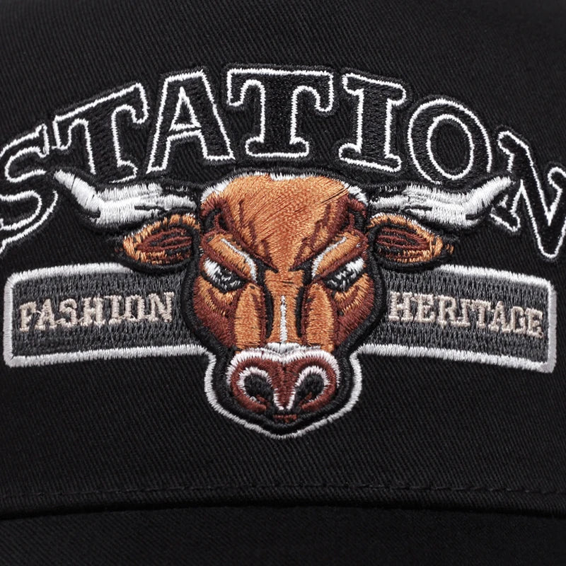 Personalizovaná nová kšiltovka STATION Bullhead pro muže – kšiltovka na skateboarding, hiphopová kšiltovka, dámská ležérní sluneční kšiltovka, baseballová kšiltovka, síťovaná kšiltovka