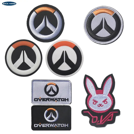 Overwatch D.Va -brodeerattu Magic Arm -hihamerkkitarra cosplayhin, reppuihin ja vaatteisiin – koristetarrat, fanituotteet ja lahjat