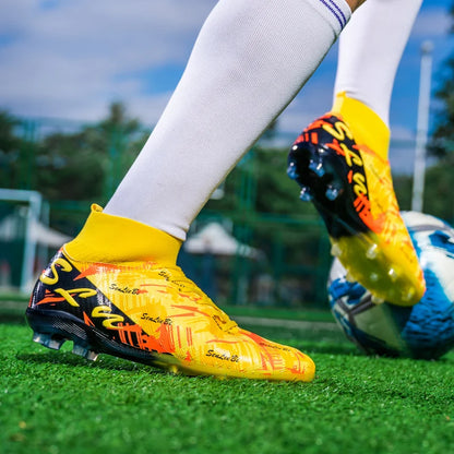 Chaussures de football professionnelles pour hommes/femmes, crampons antidérapants FG, bottes de football respirantes, chaussures d'entraînement à tige haute