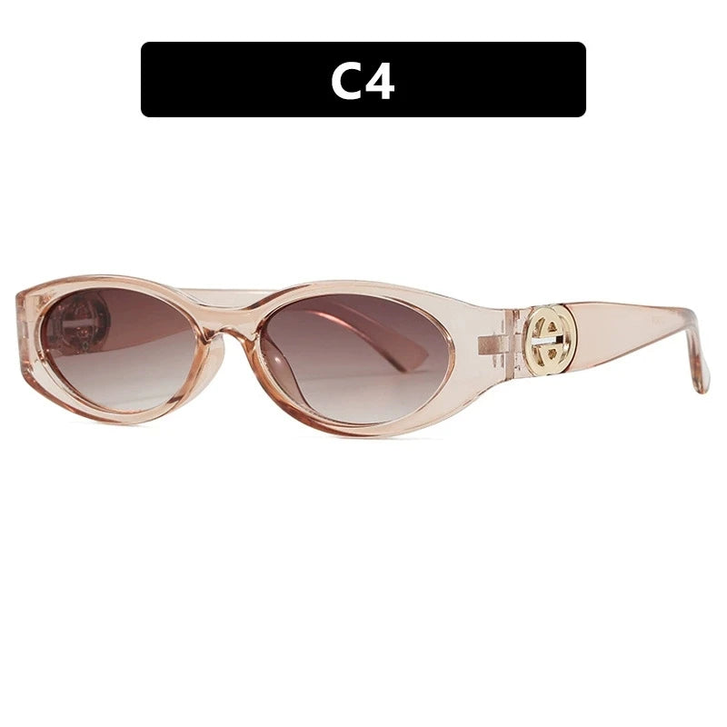 Stylish Small Oval Sunglasses For Women Trendy Design Decoration Fashion Sun Glasses Travelling Hiking Party Women's Shades