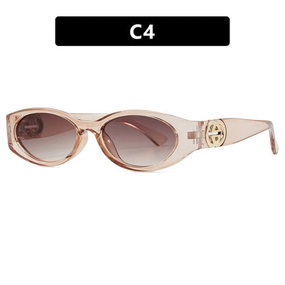 Stylish Small Oval Sunglasses For Women Trendy Design Decoration Fashion Sun Glasses Travelling Hiking Party Women's Shades