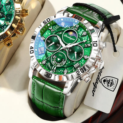 Reloj de pulsera de lujo POEDAGAR para hombre: cronógrafo deportivo, resistente al agua y luminiscente, con correa de piel y mecanismo de cuarzo