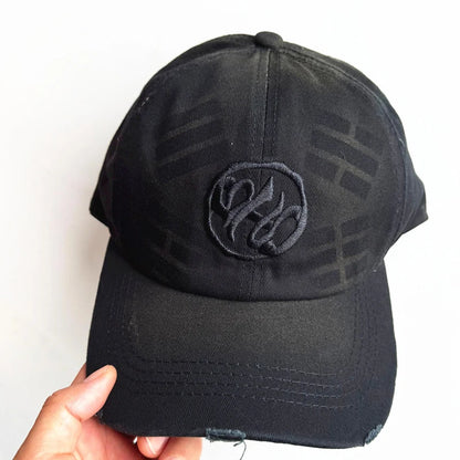 Kpop Embroidered Vintage Washed Baseball Cap Mens Womens Retro Distressed Cotton Dad Hat Streetwear Adjustable Snapback
