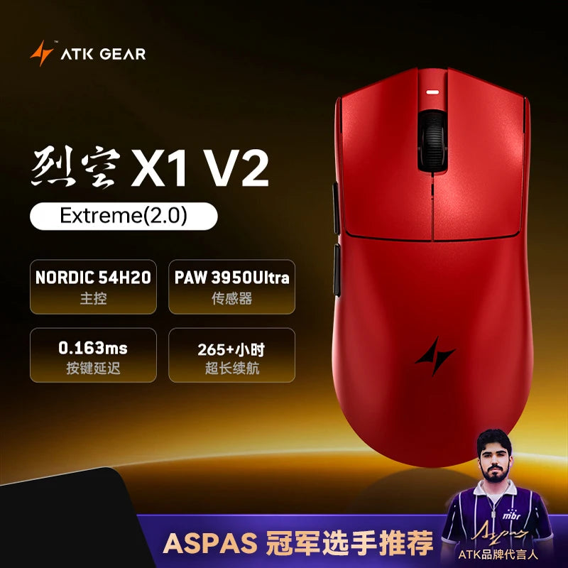ATK Blazing Sky X1 V2-serien trådlös mus med dubbla lägen Paw 3950ultra 8k återrapporteringsfrekvens anpassad ergonomi e-sport gaming kontorsmus