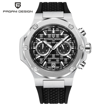 Montres à quartz pour hommes PAGANI DESIGN– Chronographe sportif de luxe, étanche, doté d'aiguilles luminescentes et d'un verre saphir avec traitement antireflet