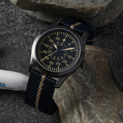 【Escapement Time】VH31 Quartz Movement Pilot Watch with Type-A or Type-B do the old black 38mm Case Waterproof 100M Sapphire