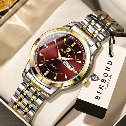 Relojes de cuarzo de lujo originales BINBOND para mujer – Modelo resistente al agua y luminiscente – Idea de regalo (estuche incluido)