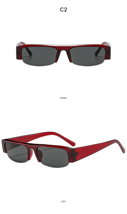vintage small rectangle half frame black sunglasses for new fashion leopard gradient sun glasses ladies trendy driving eyewear