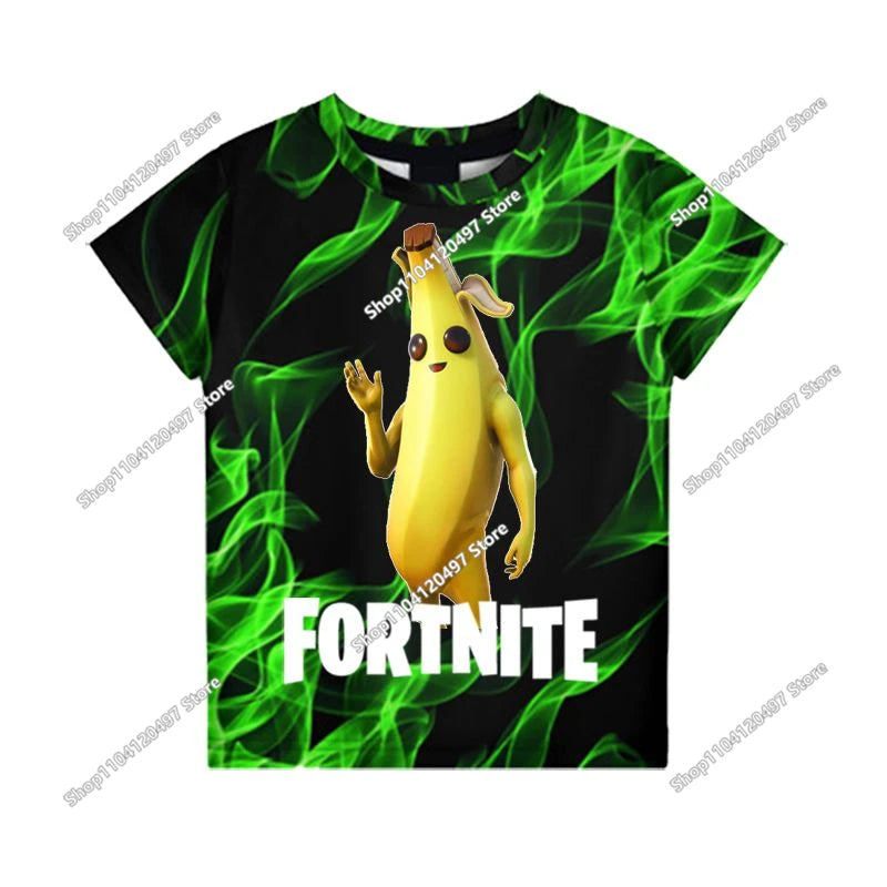 Аниме Fortnite тениски за момичета, тениска за момчета, бели тениски с анимационен принт, летни бебешки тениски, сладки горнища с принт, костюм
