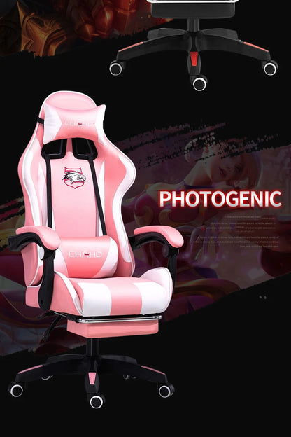 Ergonomic PU Leather Gaming Chair with Adjustable Height, Reclining Computer Chair, Swivel Office Chair for Home Office, Gaming & Study