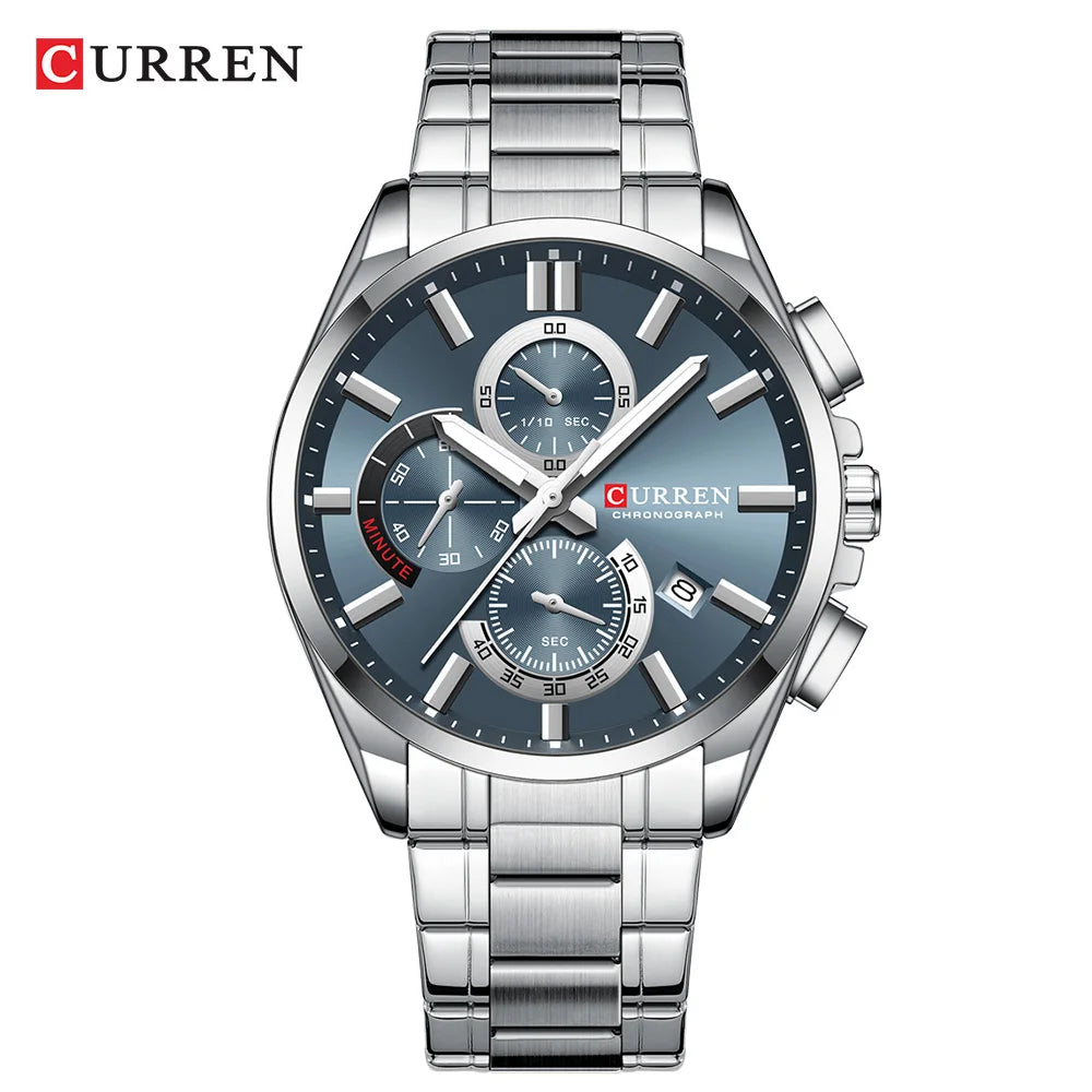 CURREN mode décontracté homme d'affaires montre de luxe bracelet en acier inoxydable montres à Quartz lumineux chronographe calendrier montre
